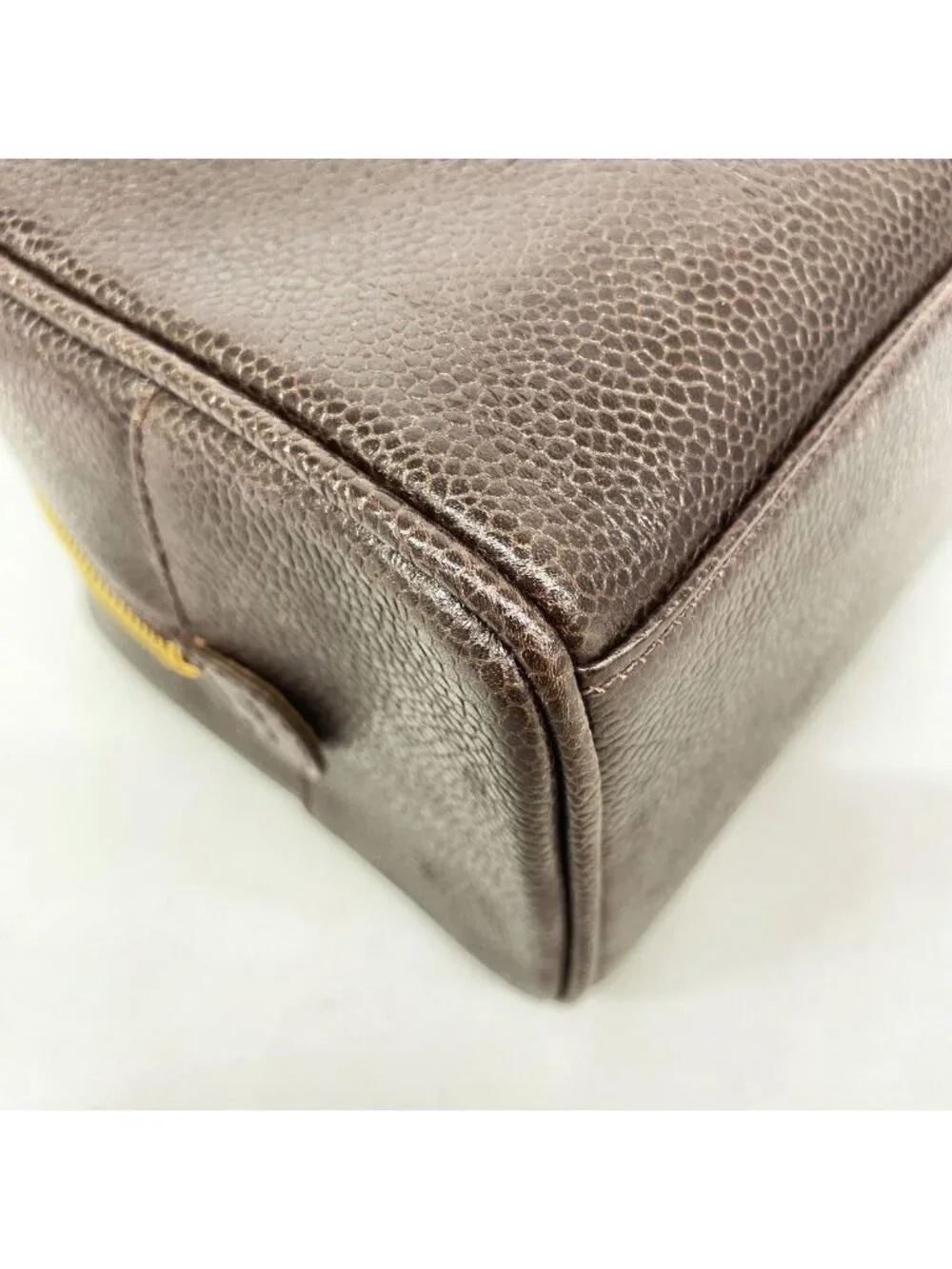Chanel Pouch Caviar Leather Dark Brown Gold